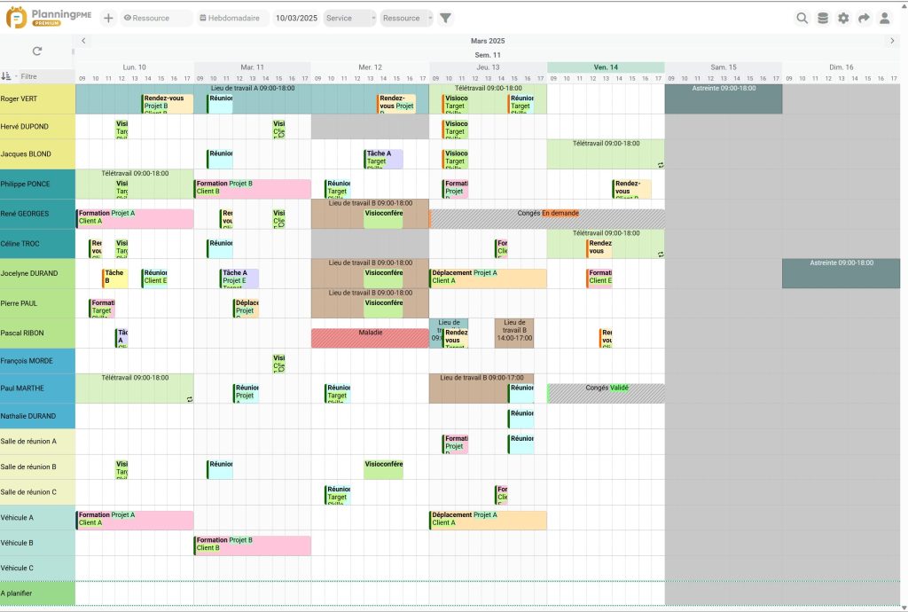 Exemple de planning avec PlanningPME