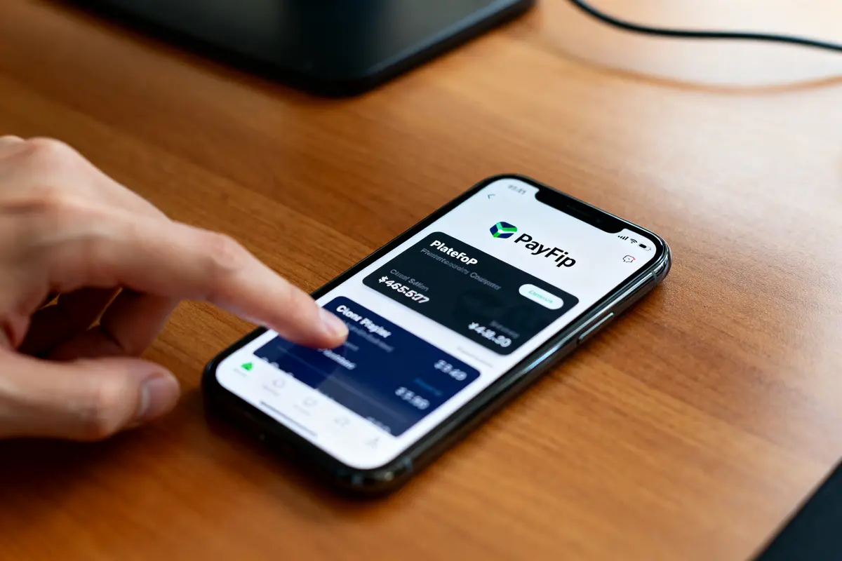 pexels-michal-pech-213601-757318 (1) Smartphone affichant application PayFiP, un utilisateur touche l'écran pour consulter ses paiements