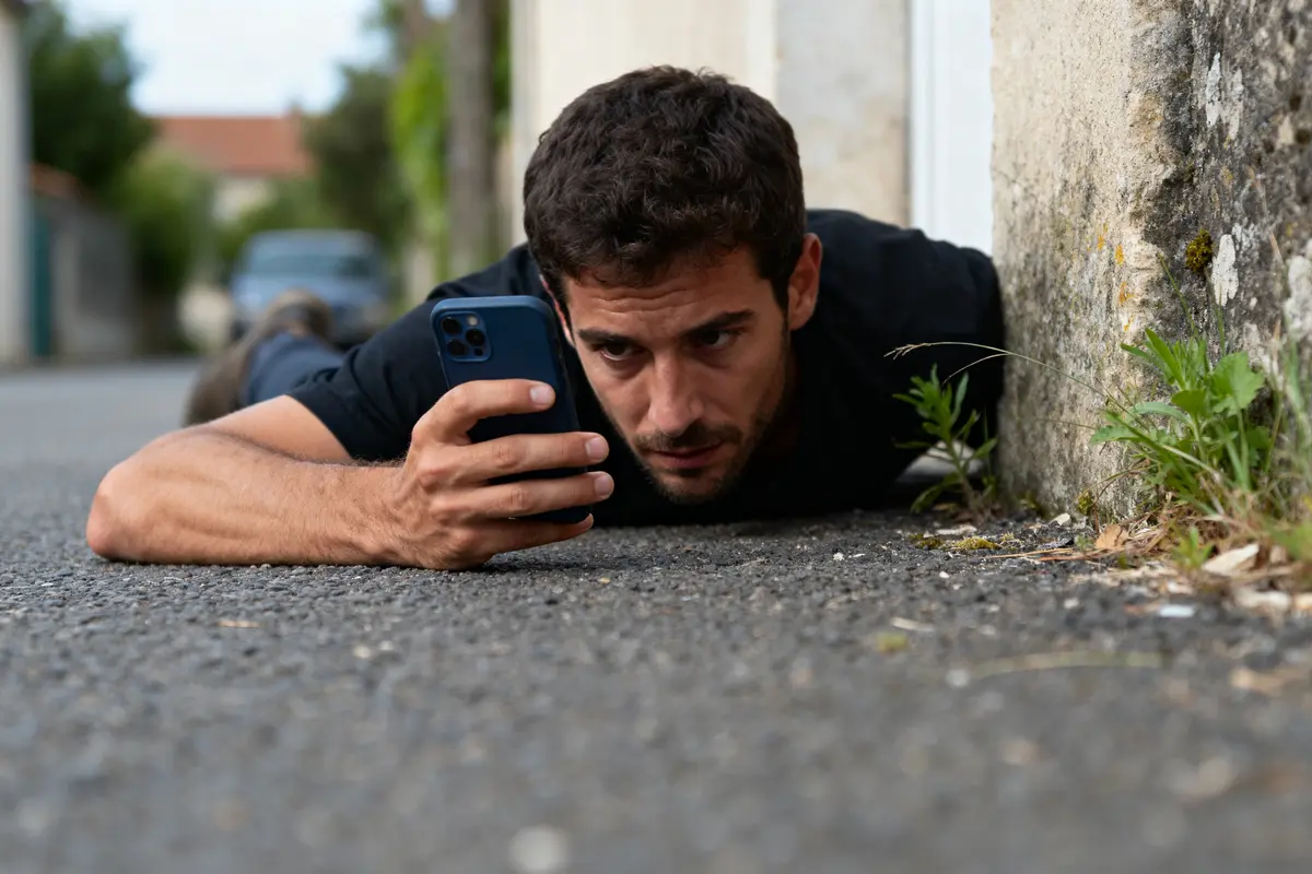 pexels-michal-pech-213601-757318 (1) Homme allongé sur une route, téléphone à la main, prêt à affronter un défi.