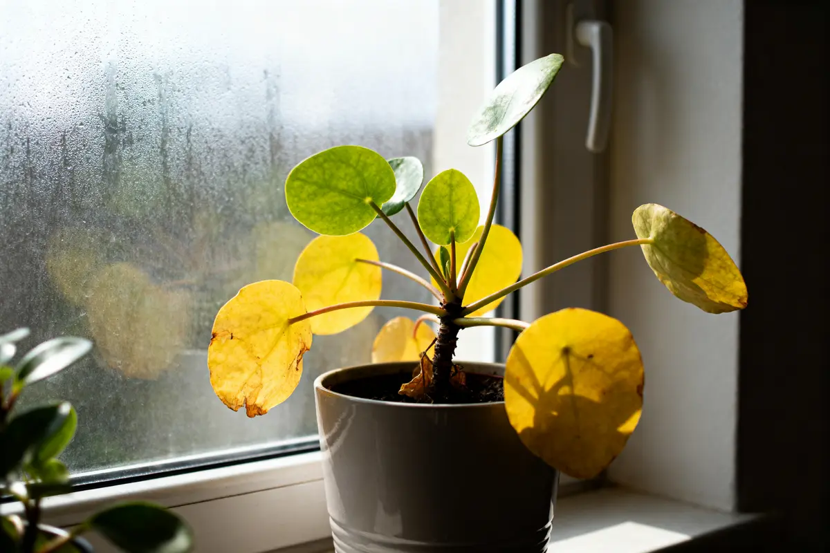 pexels-michal-pech-213601-757318 (1) Pilea aux feuilles jaunes sur rebord fenêtre éclairée par le soleil asso Pilea qui ne pousse pas